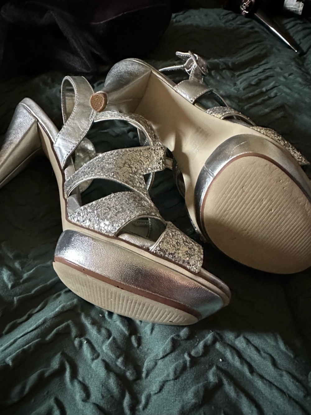 Style & Co. Silver Glitter Strappy High Heel Sandals - Picture 3 of 3